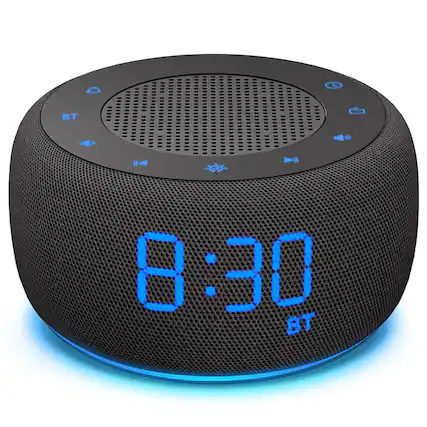 Front. Dazzed Corner - Dimmable Display Digital Clock, Bedside Alarm Clock with Bluetooth Speaker & FM Radio - Black.