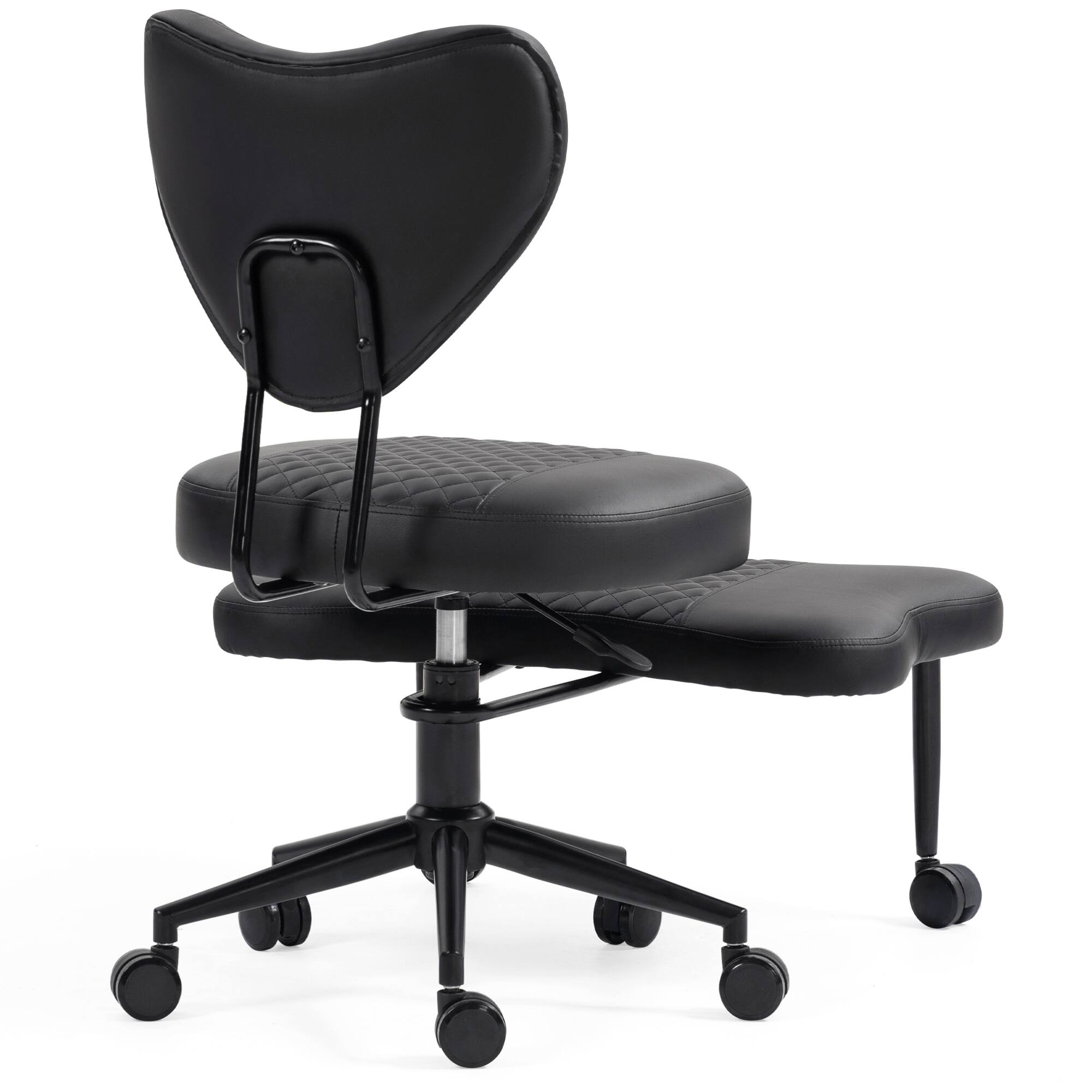Back. GOODSILO - Premium Ergonomic Cross-Legged Swivel Chair with Adjustable Height and Soft Upholstery for Home and Office Use - Black.