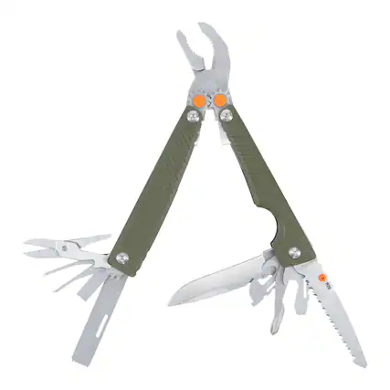 Front. SOG - Tellus MT 15-in-1 Multi-Tool with Nylon Pouch.
