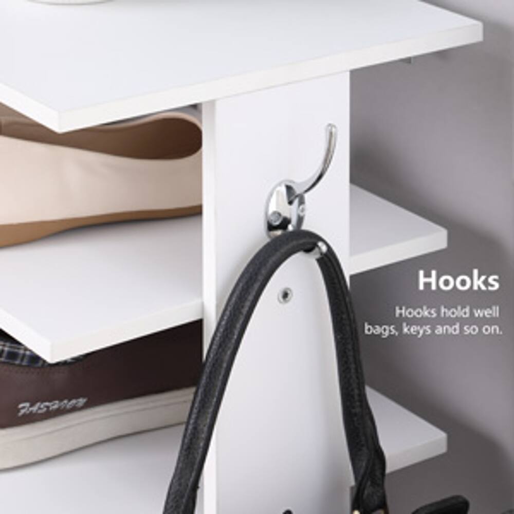 Hooks hold well bags, keys and so on.
