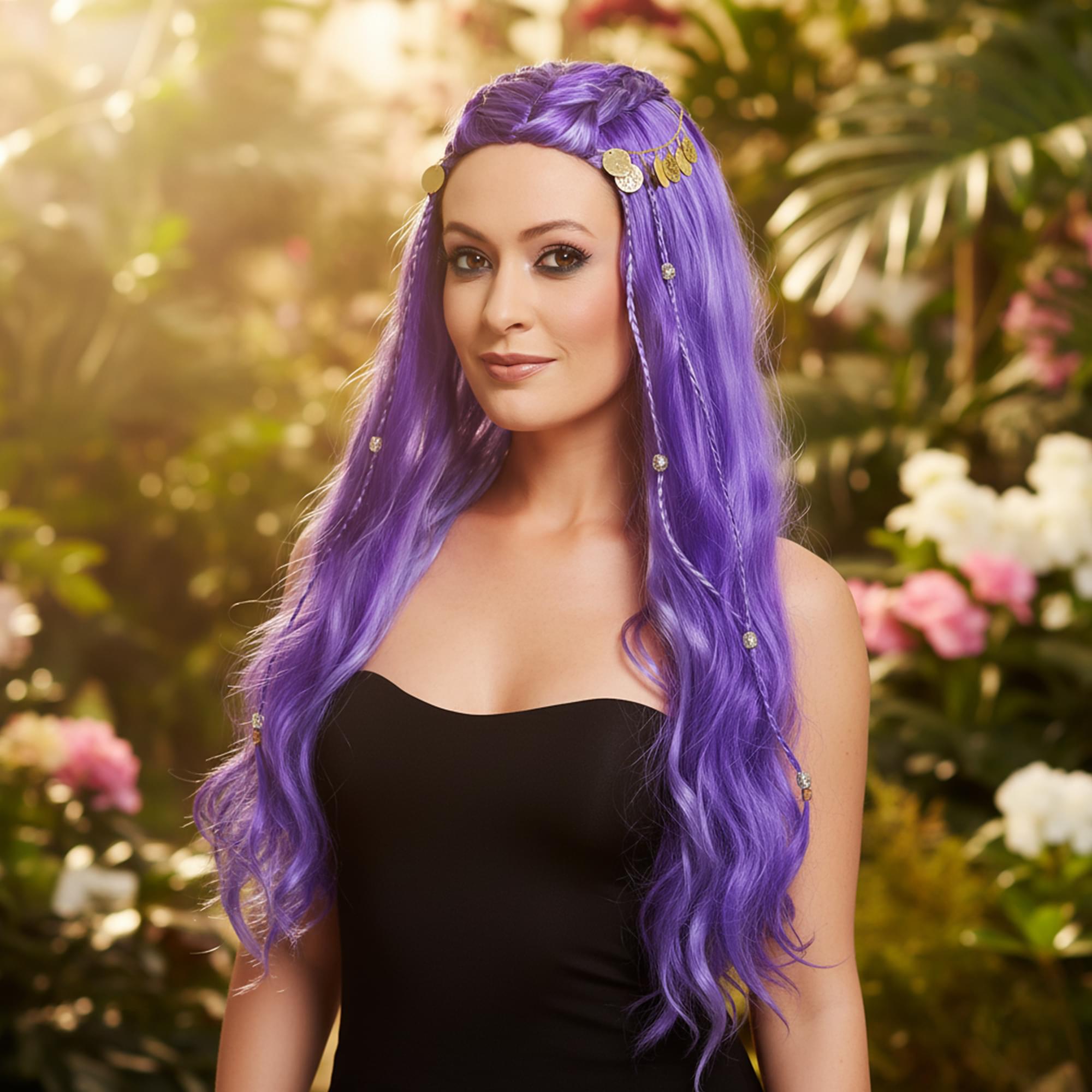 Alt View 2. Smiffys - Fortune Teller Wig Costume Accessory - Purple.