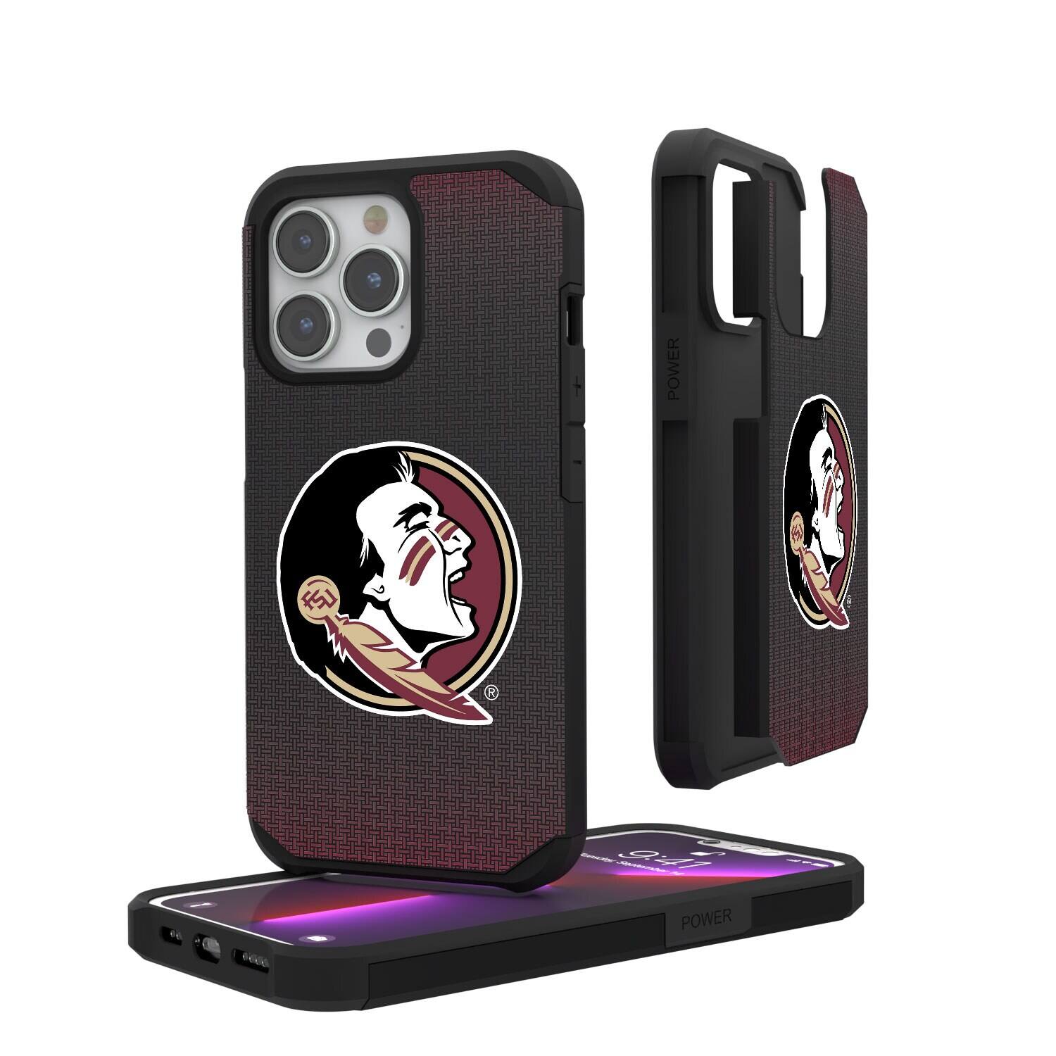 Keyscaper - NCAA - Florida State Seminoles Linen Logo iPhone Rugged Case - 14 Plus - Black
