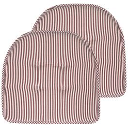 Sweet Home Collection - Pinstripe U Shaped Memory Foam 17" x 16" Chair Cushions, 2-Pack - Burgundy