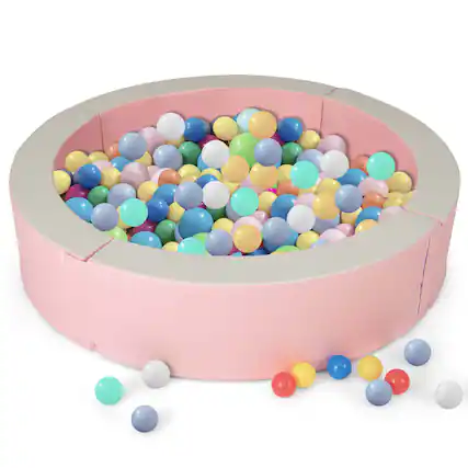 Front. Costway - Costway 44.5" x 10" Baby Ball Pit Detachable Foam Ball Pit with 50 Colorful Ocean Balls - Pink.