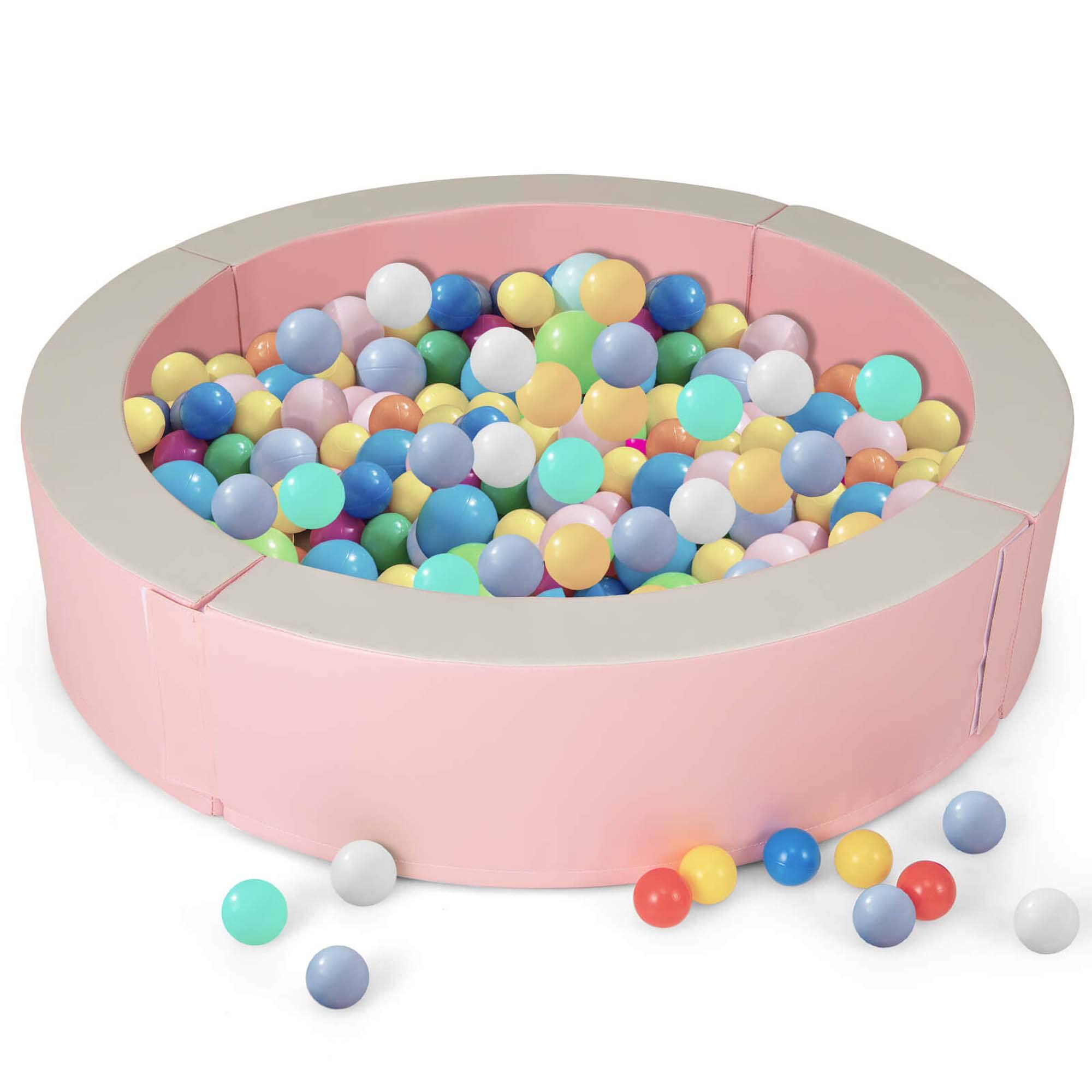 Front. Costway - Costway 44.5" x 10" Baby Ball Pit Detachable Foam Ball Pit with 50 Colorful Ocean Balls - Pink.