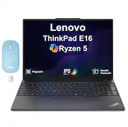 Lenovo - ThinkPad E16 Laptop 16.0 WUXGA Display (Ryzen 5 230, 64GB, 4TB SSD, Win 11 Pro) w/Dockztorm Wireless Mouse - Black