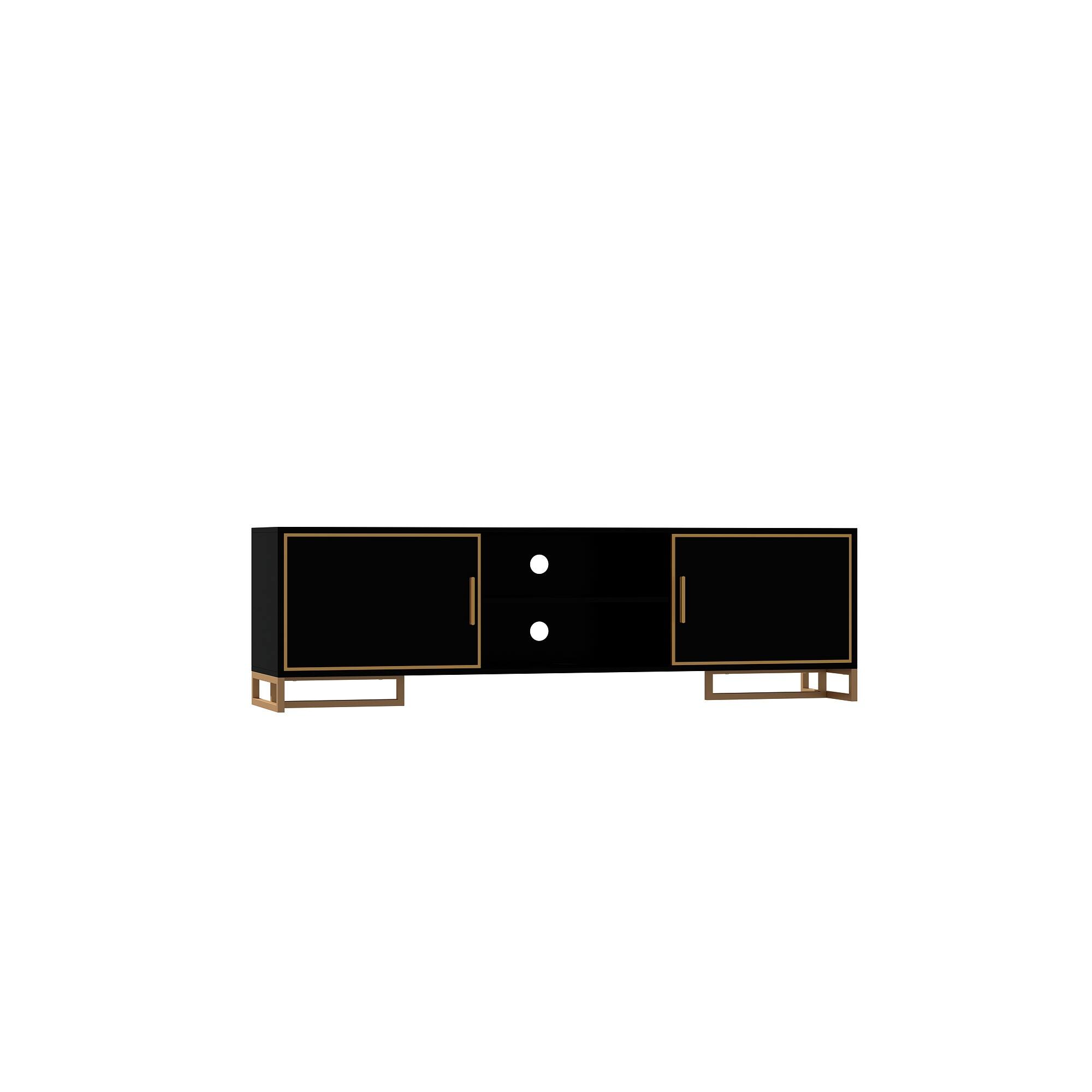 Angle. FUFU&GAGA - FUFU&GAGA Black & Gold TV Stand with Metal Legs – 65" TV Compatibility, Ample Storage & Modern Elegance - Black.