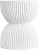 Front. LeisureMod - Spire Modern Ribbed Hourglass Accent Table, Fiberstone Indoor/Outdoor End Table & Plant Stand, Fully Assembled - White.