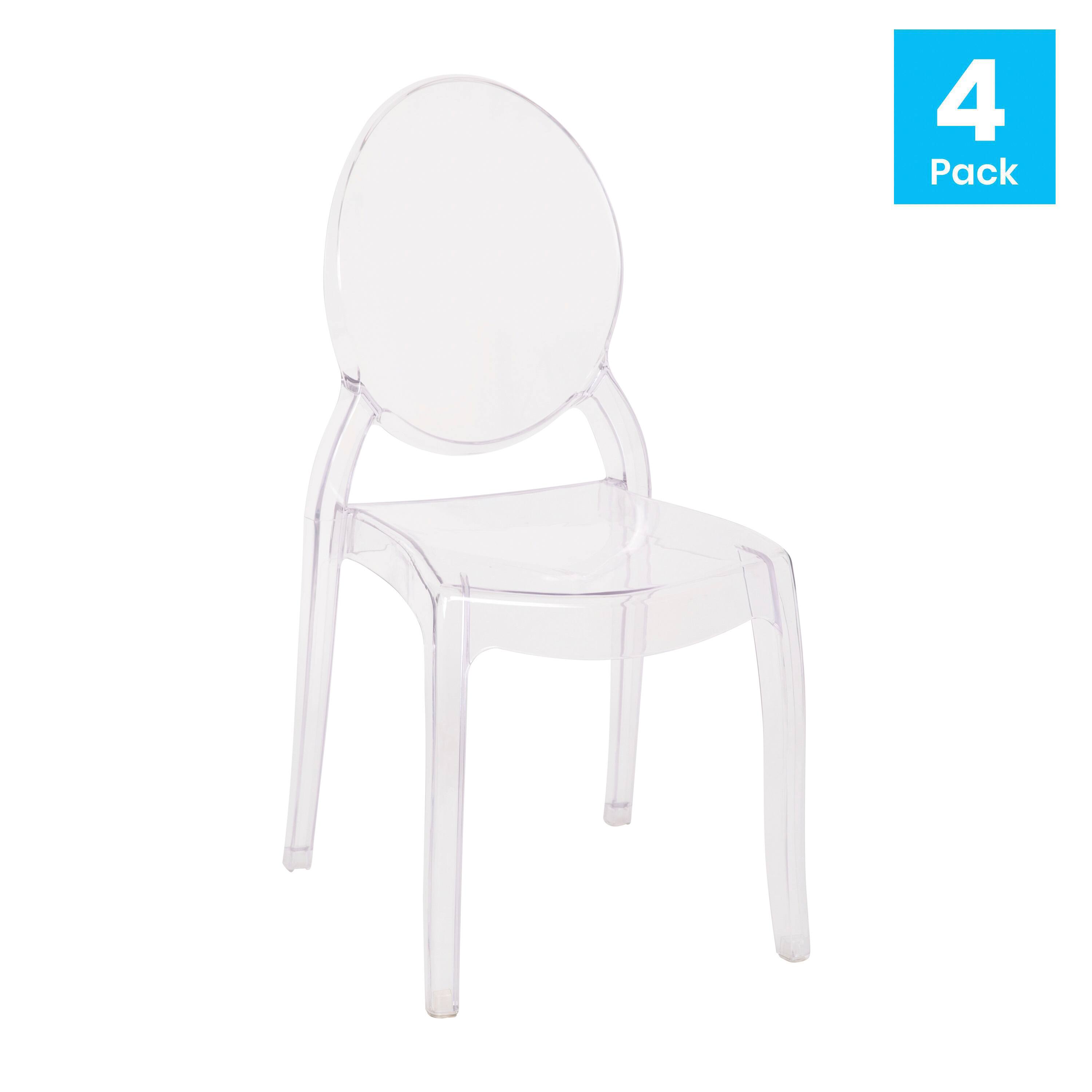 Alt View 1. Emma + Oliver - Armless Polycarbonate Resin Stacking Accent Chair-Extra Wide Seat - Clear.