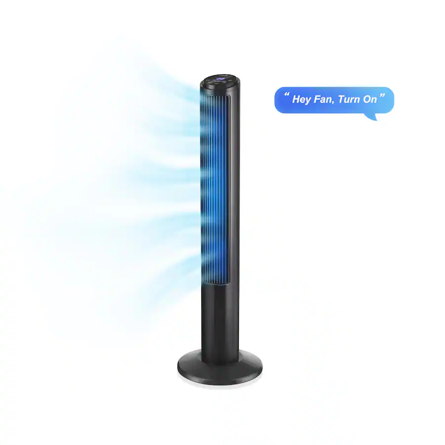 Hey Fan Emerson SmartVoice 40” Tower Fan, 40+ Voice Control Cmds, No APP, No ...