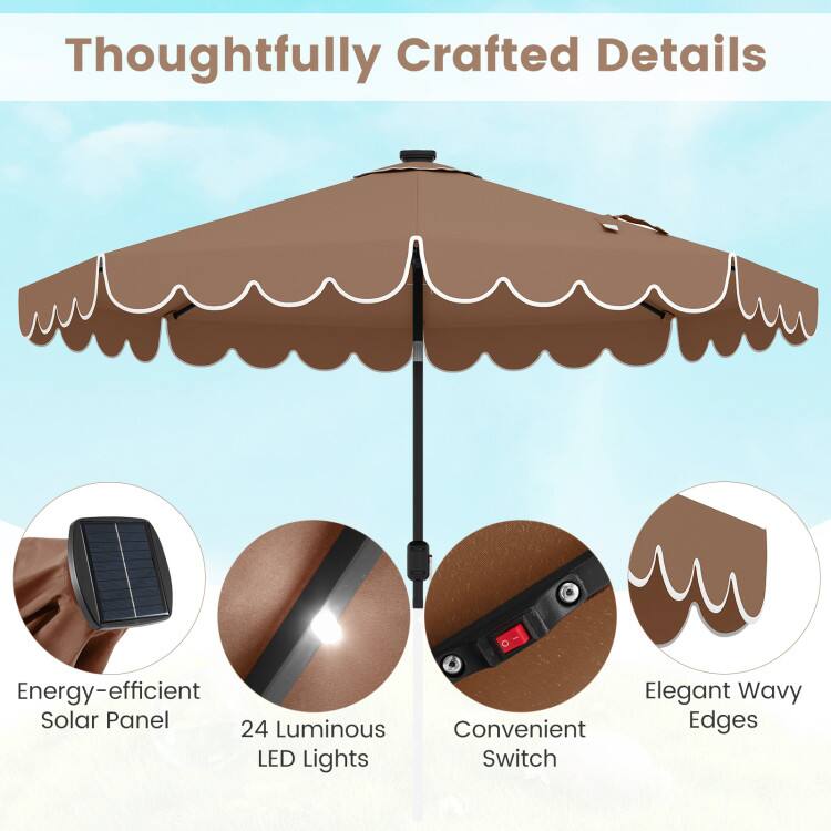 Thoughtfully Crafted Details

- Energy-efficient Solar Panel
- 24 Luminous LED Lights
- Convenient Switch
- Elegant Wavy Edges