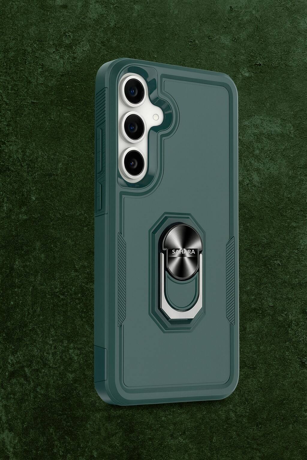 Angle. SaharaCase - Raider Series Kickstand Case for Samsung Galaxy S25 FE - Cactus Green - Green.