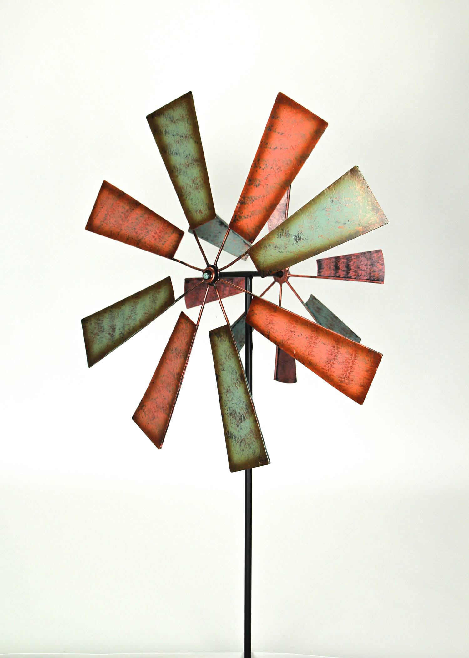 Alt View 1. Transpac - 61 Inch Metal Garden Stake Kinetic Wind Spinner Yard Art Lawn Decor Sculpture - Multicolored.
