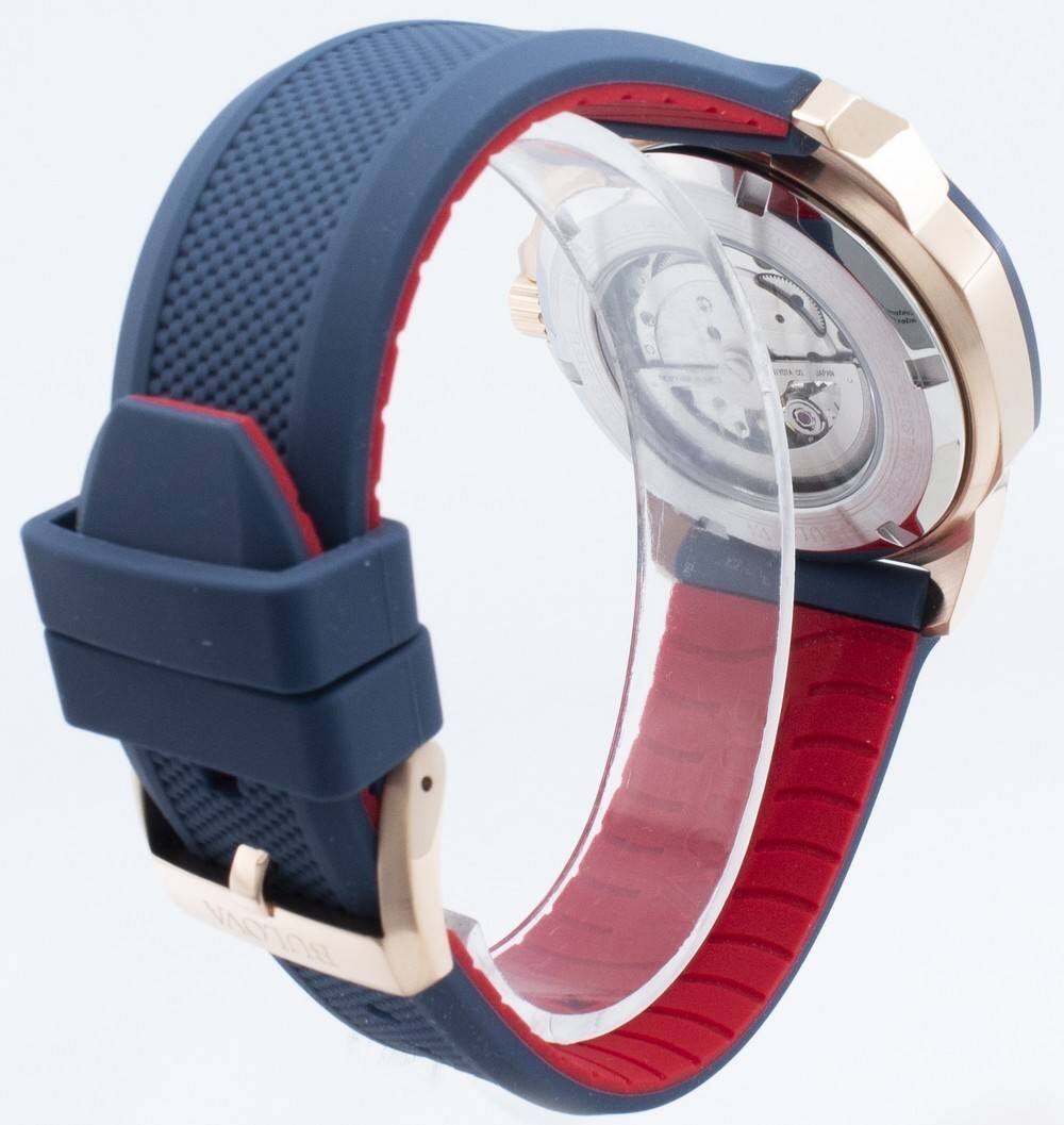 Back. Bulova - Marine Star 98A227 Automatic Men's Watch 200M - Blue, Red.