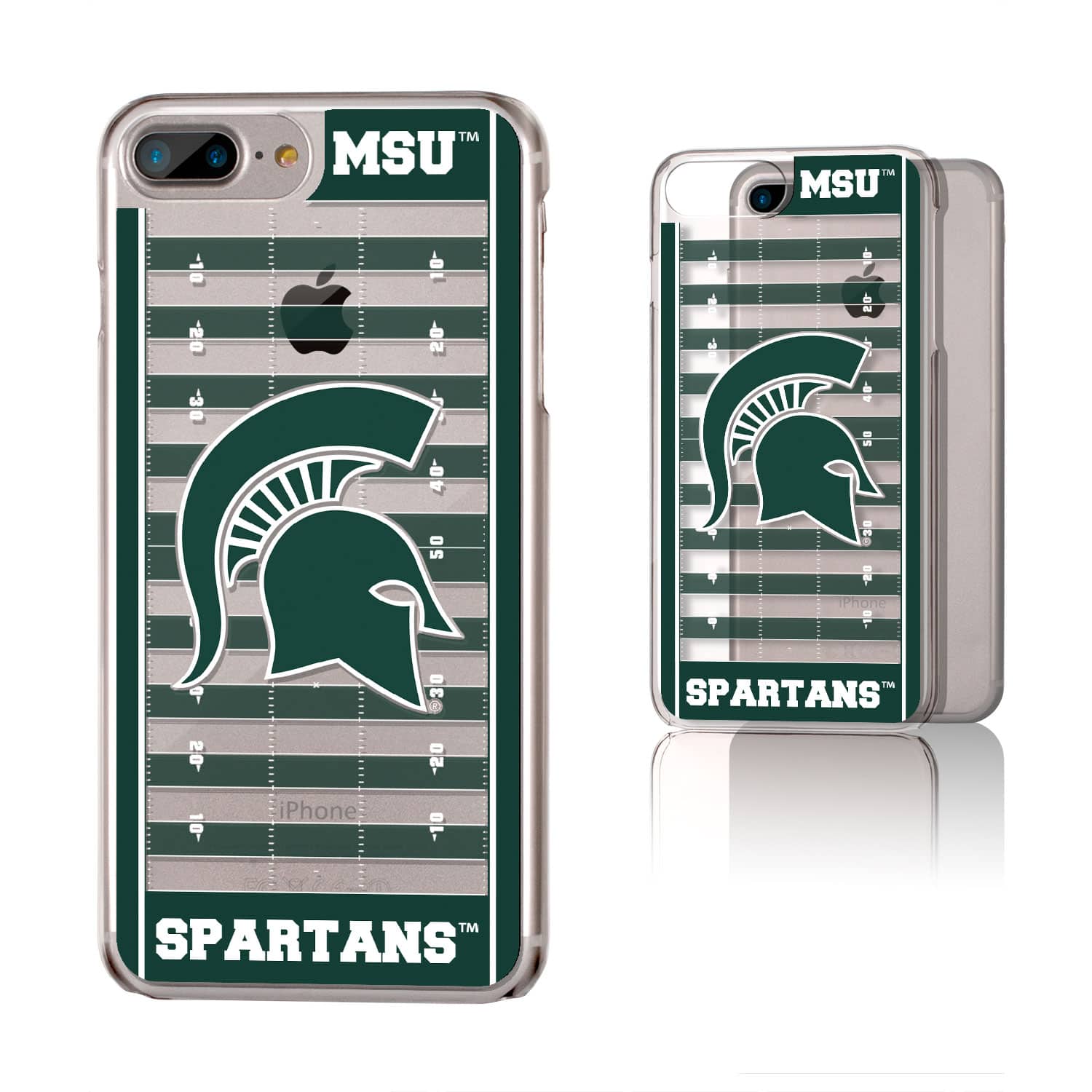 Keyscaper - NCAA - Michigan State Spartans iPhone Clear Football Field Design Case - 15 Pro Max - Multicolor