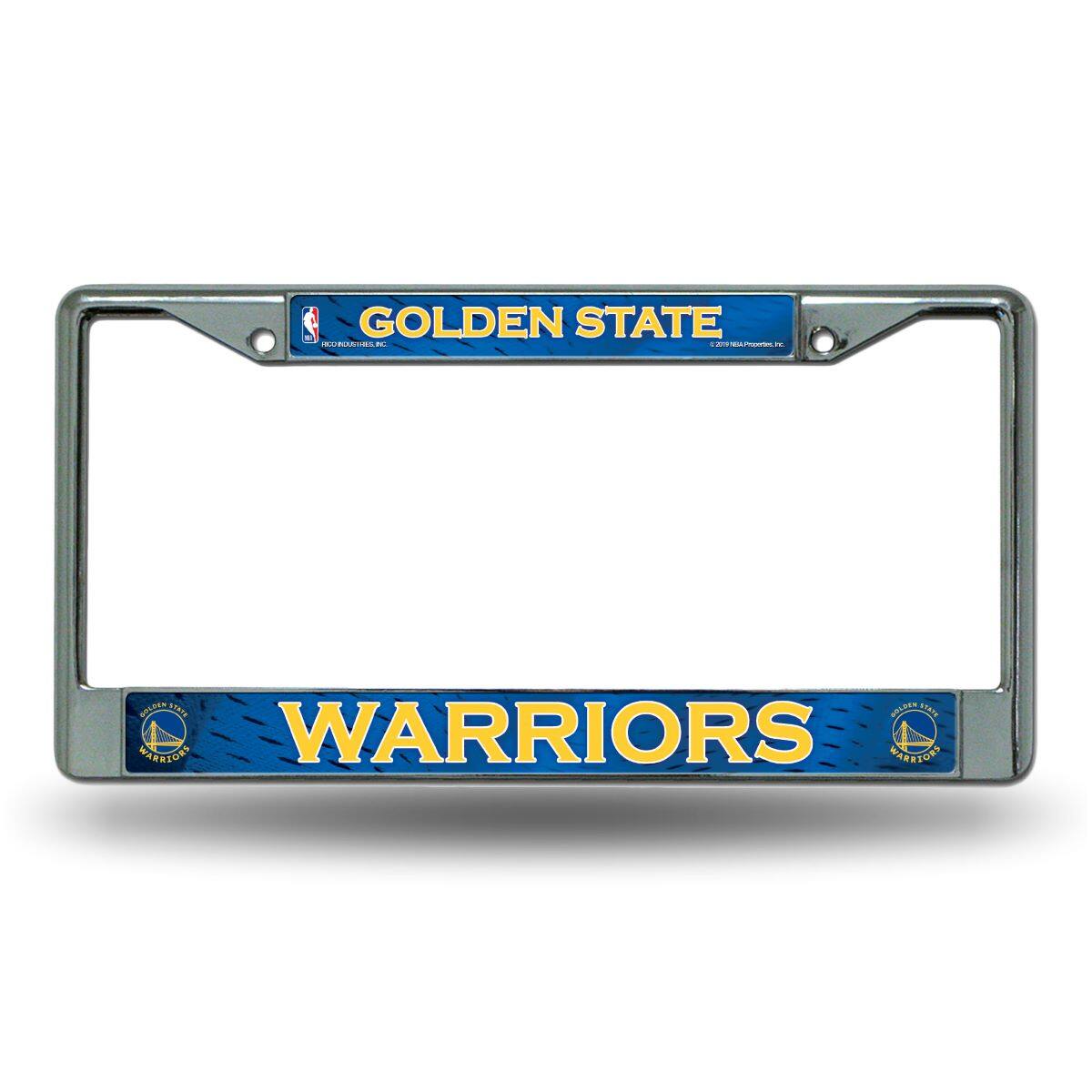 Golden State Warriors Design - 12" x 6" Standard Size - Chrome Metal License Plate Frame