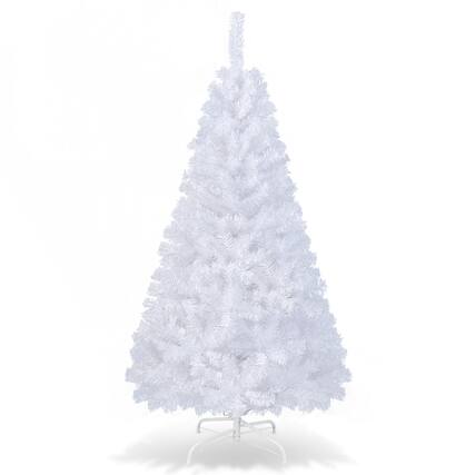 Front. Costway - 5Ft Artificial PVC Christmas Tree W/Stand Holiday Season Indoor Outdoor - White.