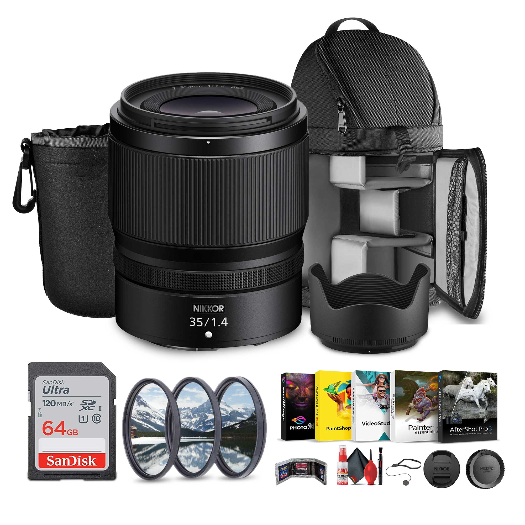 NIKKOR 35/1.4  
SanDisk Ultra 120 MB/s 64GB  
PaintShop Pro  
VideoStudio  
AfterShot Pro 4  
NICECR  
adidas