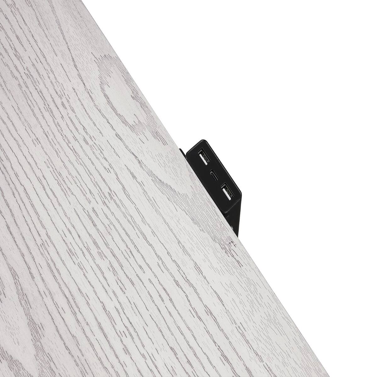 Alt View 2. Loheer - Loheer Rustic White Nightstand with USB Ports and Two Drawers - Rustic White.