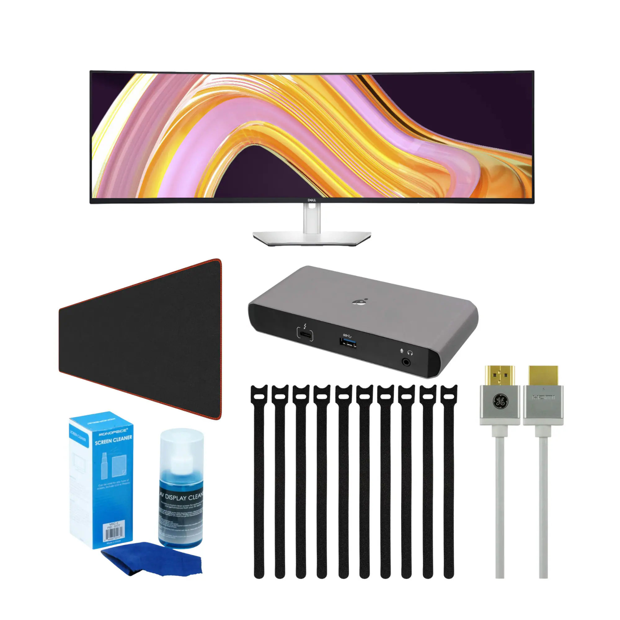 Dell - UltraSharp U4924DW 49-Inch DQHD Curved Screen Edge Monitor Bundle - Black