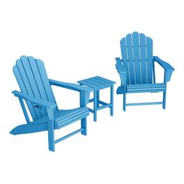 WestinTrends - Highland 3-Piece Outdoor Patio HDPE Adirondack Chair With Cup Holder and Table Set - Pacific Blue
