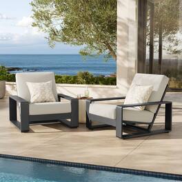 Lirienne Outdoor Patio Aluminum Faux Wood Armchairs Set of 2 by Modway - Cream