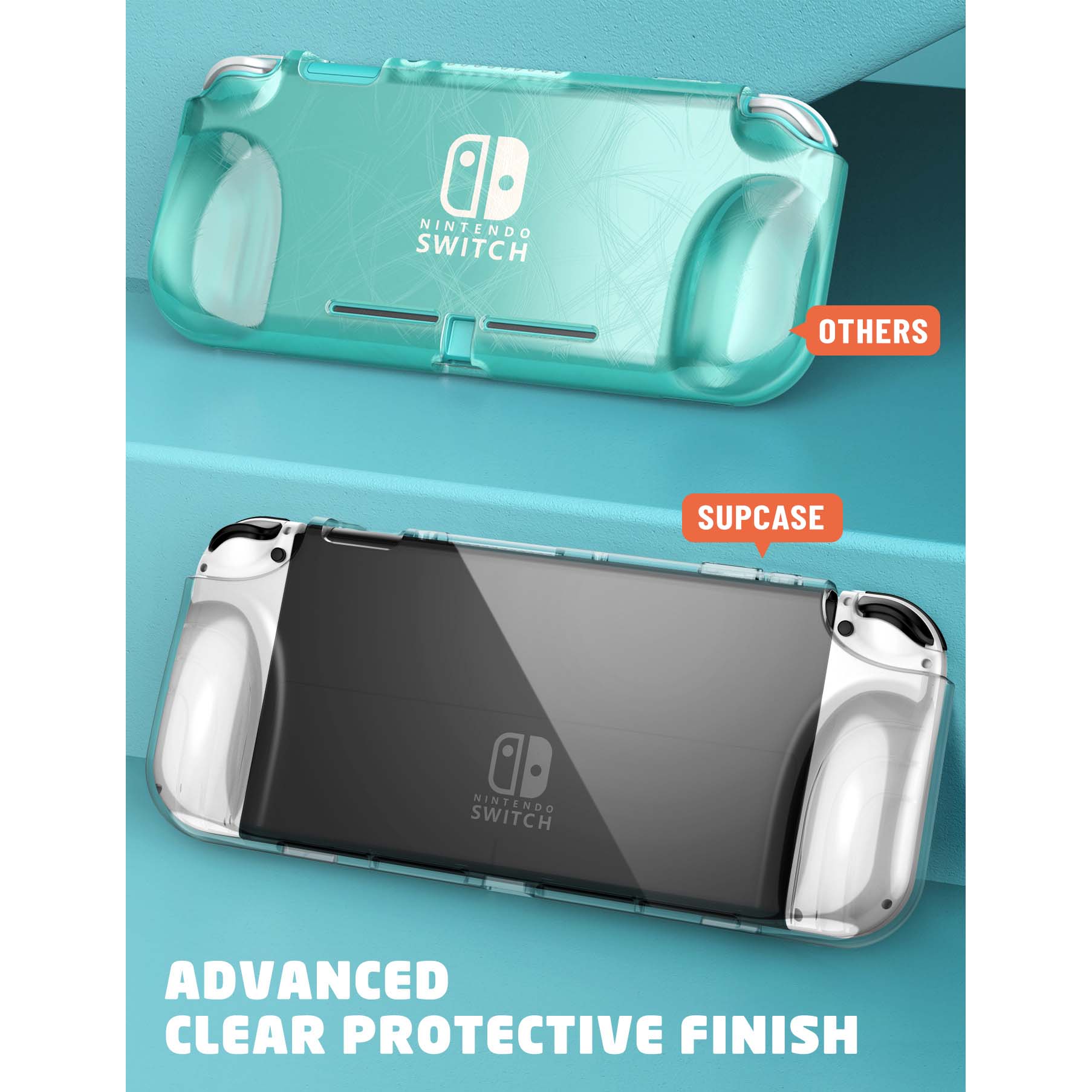 NINTENDO SWITCH  
SUPCASE  
ADVANCED CLEAR PROTECTIVE FINISH