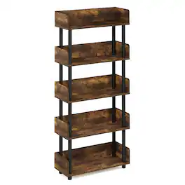Furinno - Turn-N-Tube 4-Tier Freestanding Multipurposes Display Rack, Bookshelf, Amber Pine/Black - Amber Pine/Black