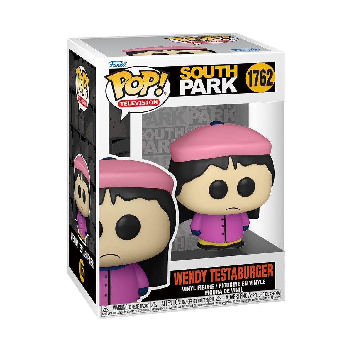 Funko POP! TELEVISION SOUTH PARK 1762  
WENDY TESTABURGER  
VINYL FIGURE / FIGURINE EN VINYLE / FIGURA DE VINIL  

ADVERTENCIA: PELIGRO DE ASFIXIA. NO ES ADECUADO PARA NIÑOS MENORES DE 3 AÑOS.  
ATTENTION: DANGER DE PELAGEMENT. NE CONVIENT PAS AUX ENFANTS DE MOINS DE 3 ANS.  
WARNING: CHOKING HAZARD - SMALL PARTS. NOT FOR CHILDREN UNDER 3 YEARS.