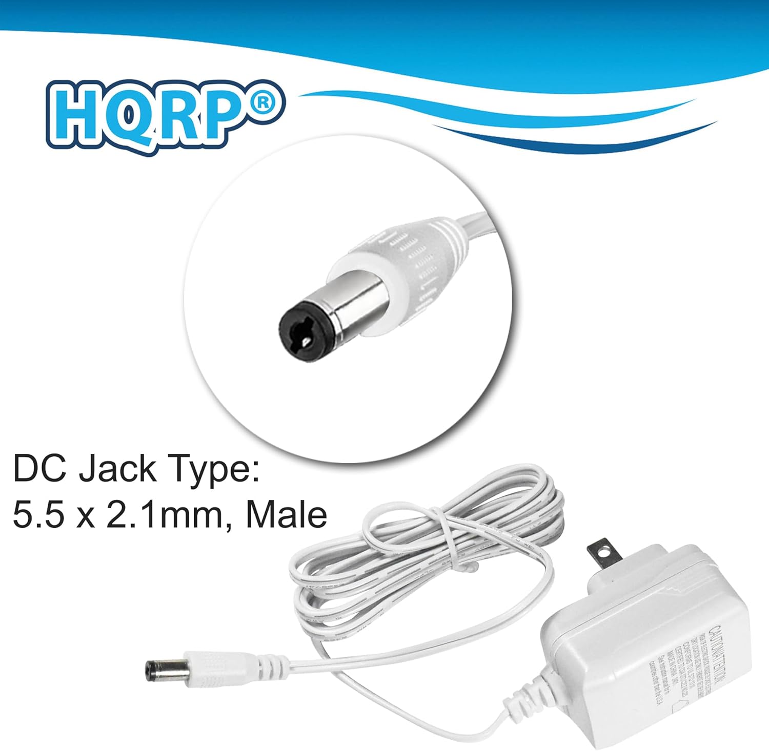 HQRP DC Jack Type: 5.5 x 2.1mm, Male