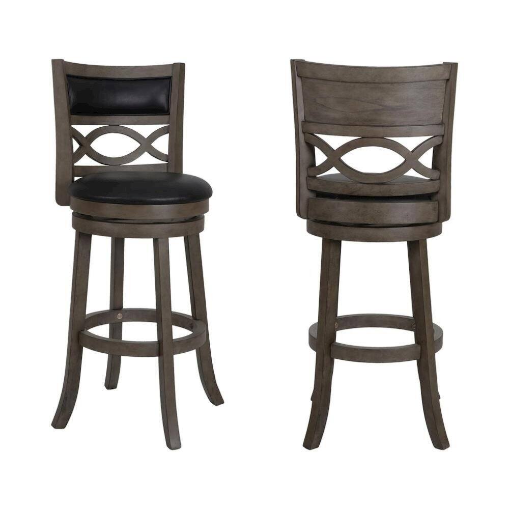 Alt View 2. FurniFact - Gray Wood Swivel Bar Stool Set of 2 - Grey.