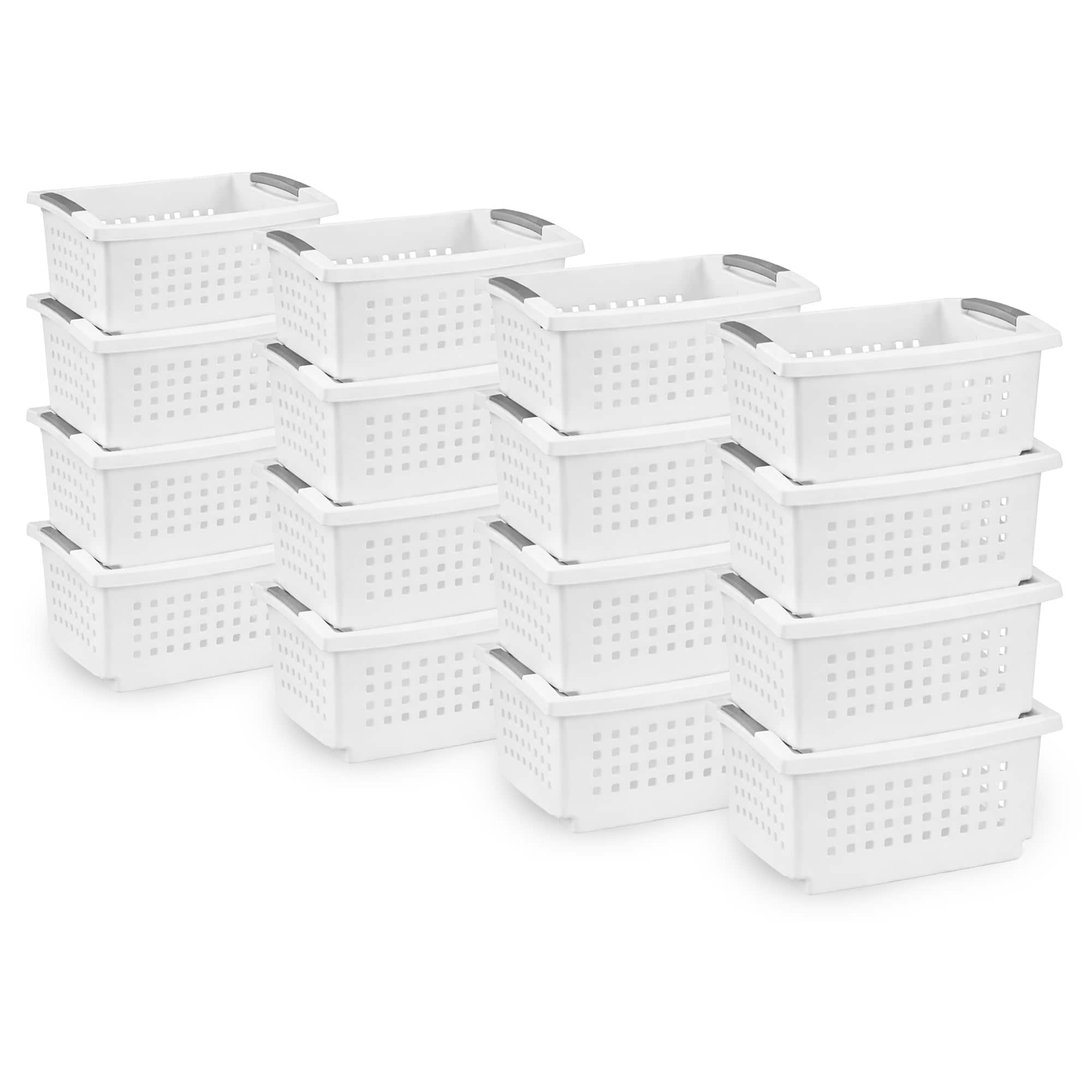 Sterilite - Medium Stacking Basket, Open Top Storage Bin w Handles, 16 Pack, White price history on PriceWatchPro