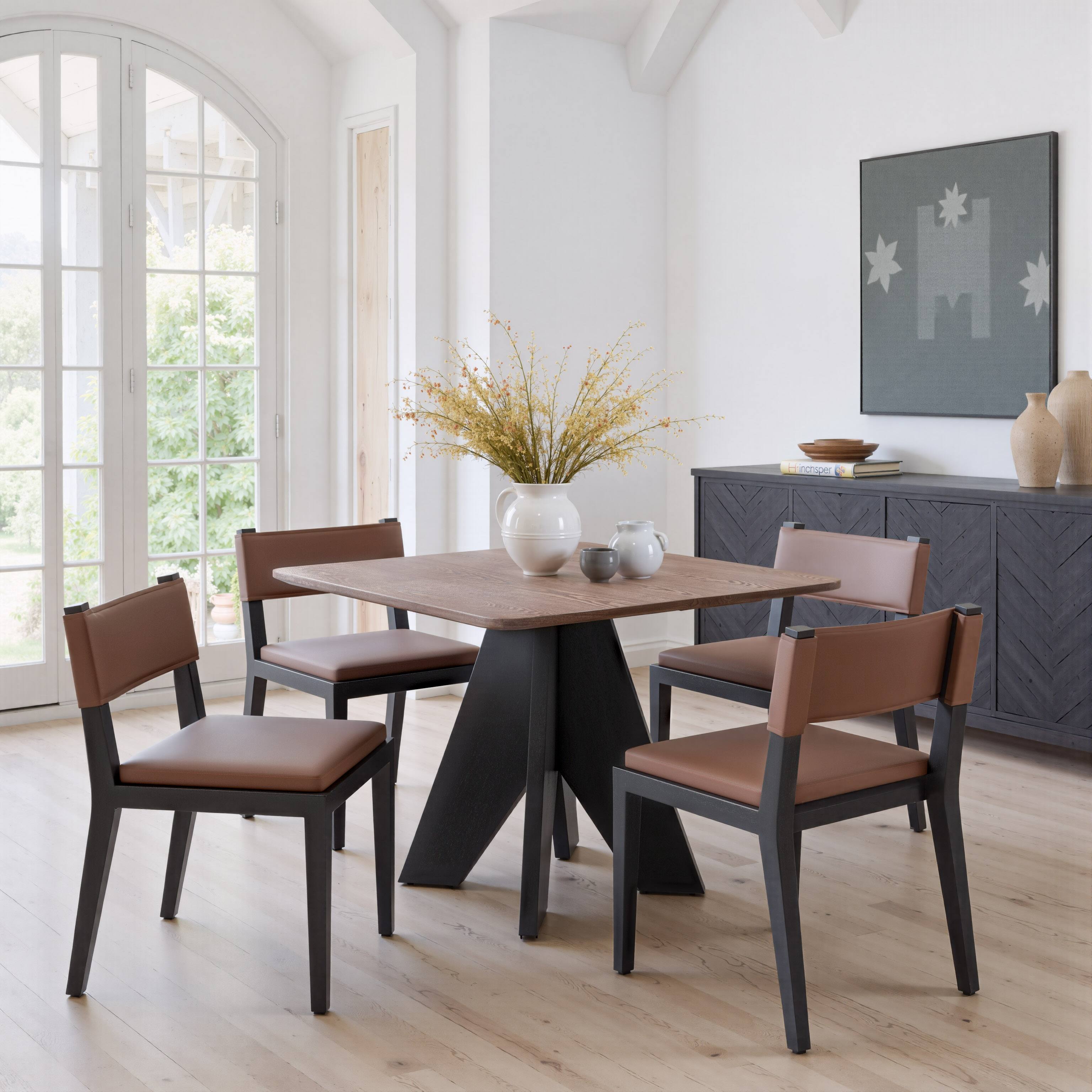 Angle. Hivvago - Lisse Square Dining Table Espresso - Espresso.
