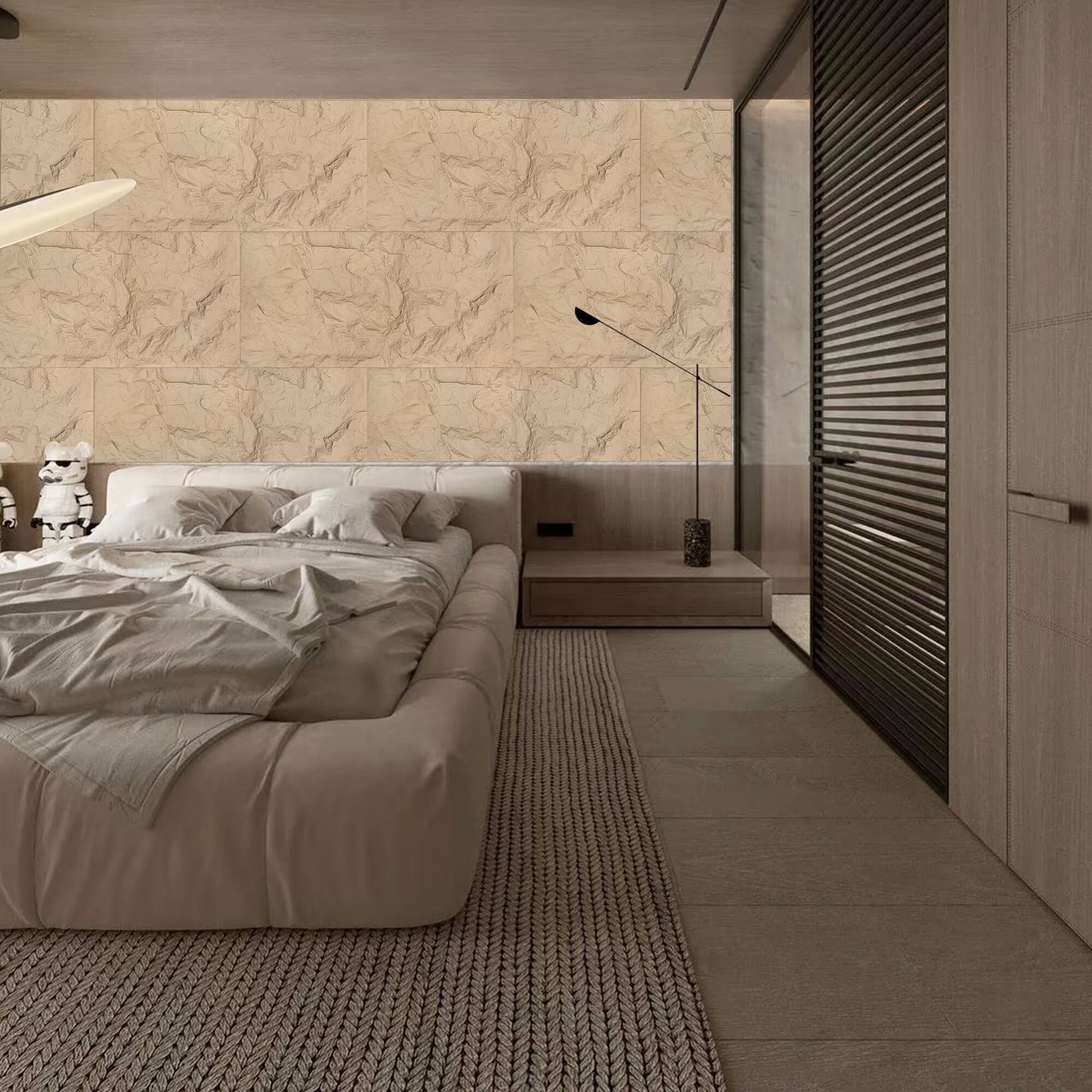 Alt View 2. Boyel Living - 6-Pack 23.62-in x 47.24-in Natural 3D Faux Stone Polyurethane Wall Panel - Natural.