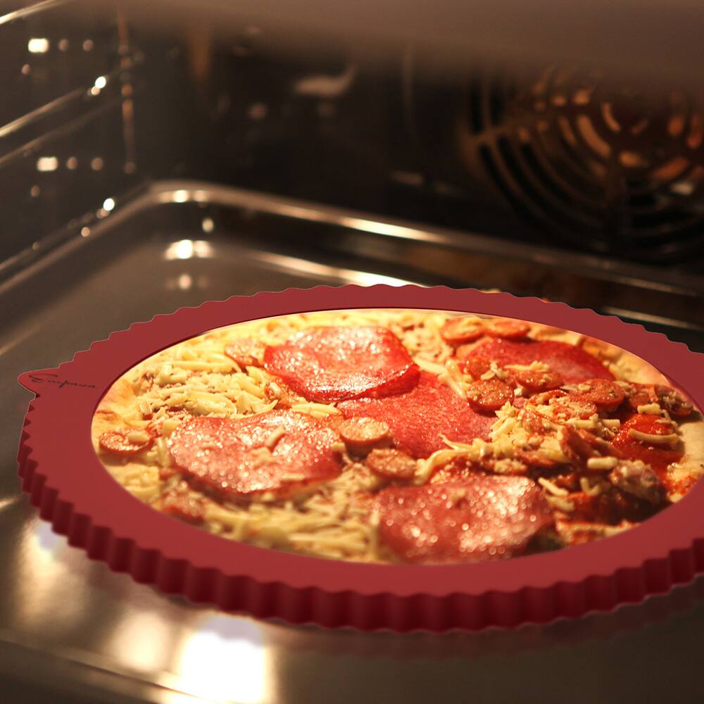 Alt View 1. Empava - 10-in Silicone Pizza Tools Pie Crust Shields Pie Protector - Red.