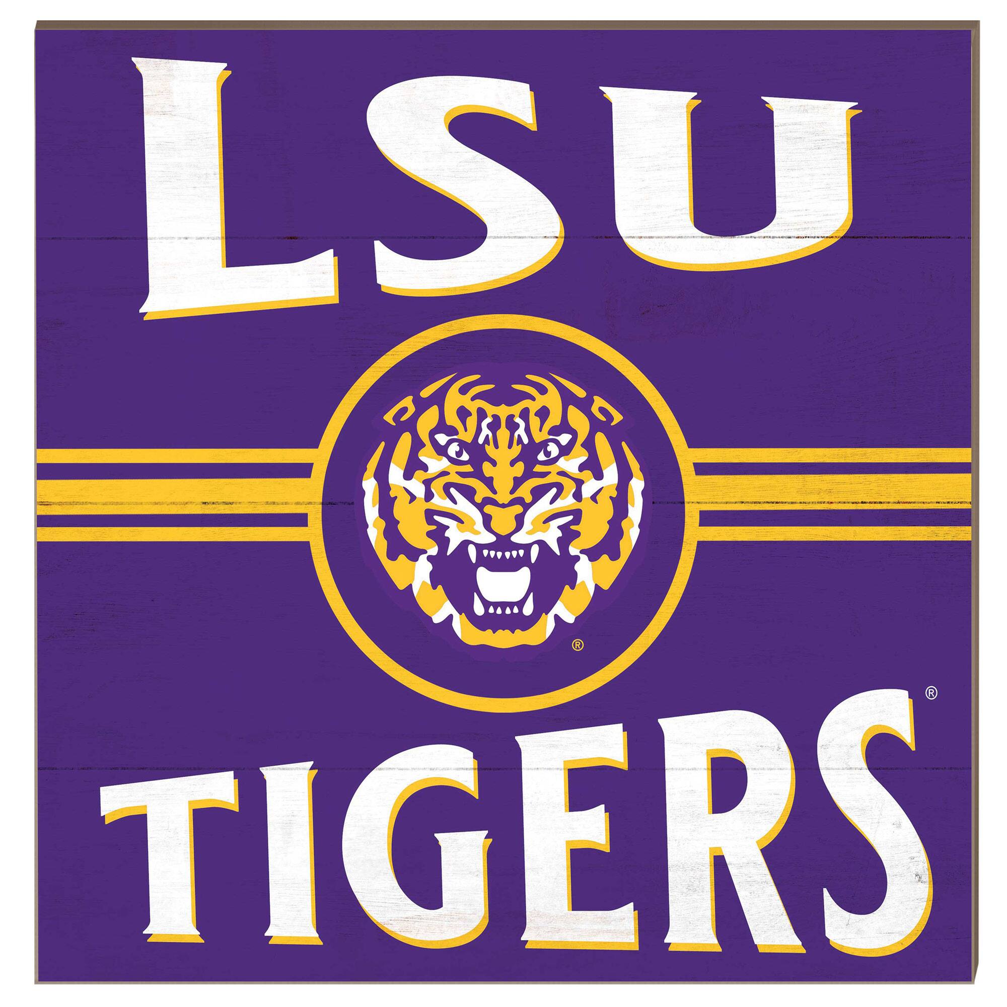 LSU Tigers 10'' x 10'' Retro Team Sign