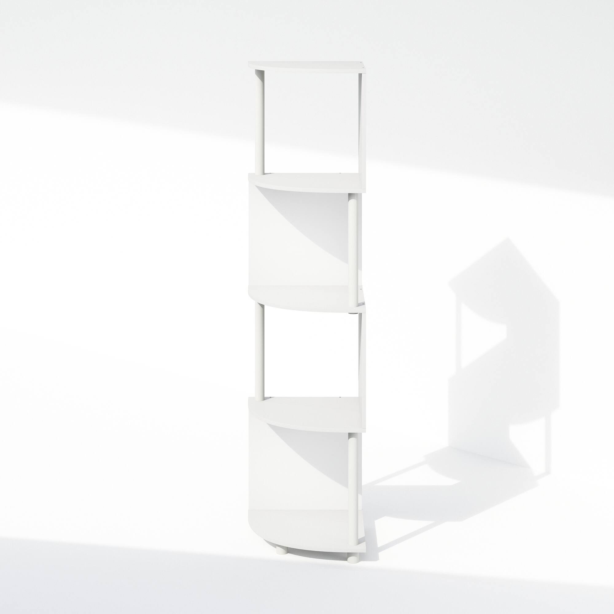 Alt View 1. Furinno - Basic 4-Tier Zigzag Corner Multipurpose Standing Shelf - White/White.