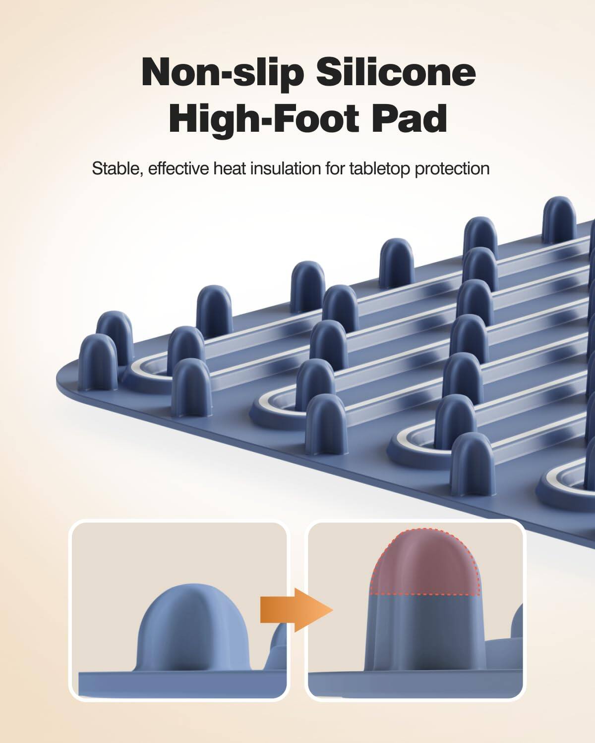 Non-slip Silicone High-Foot Pad

Stable, effective heat insulation for tabletop protection