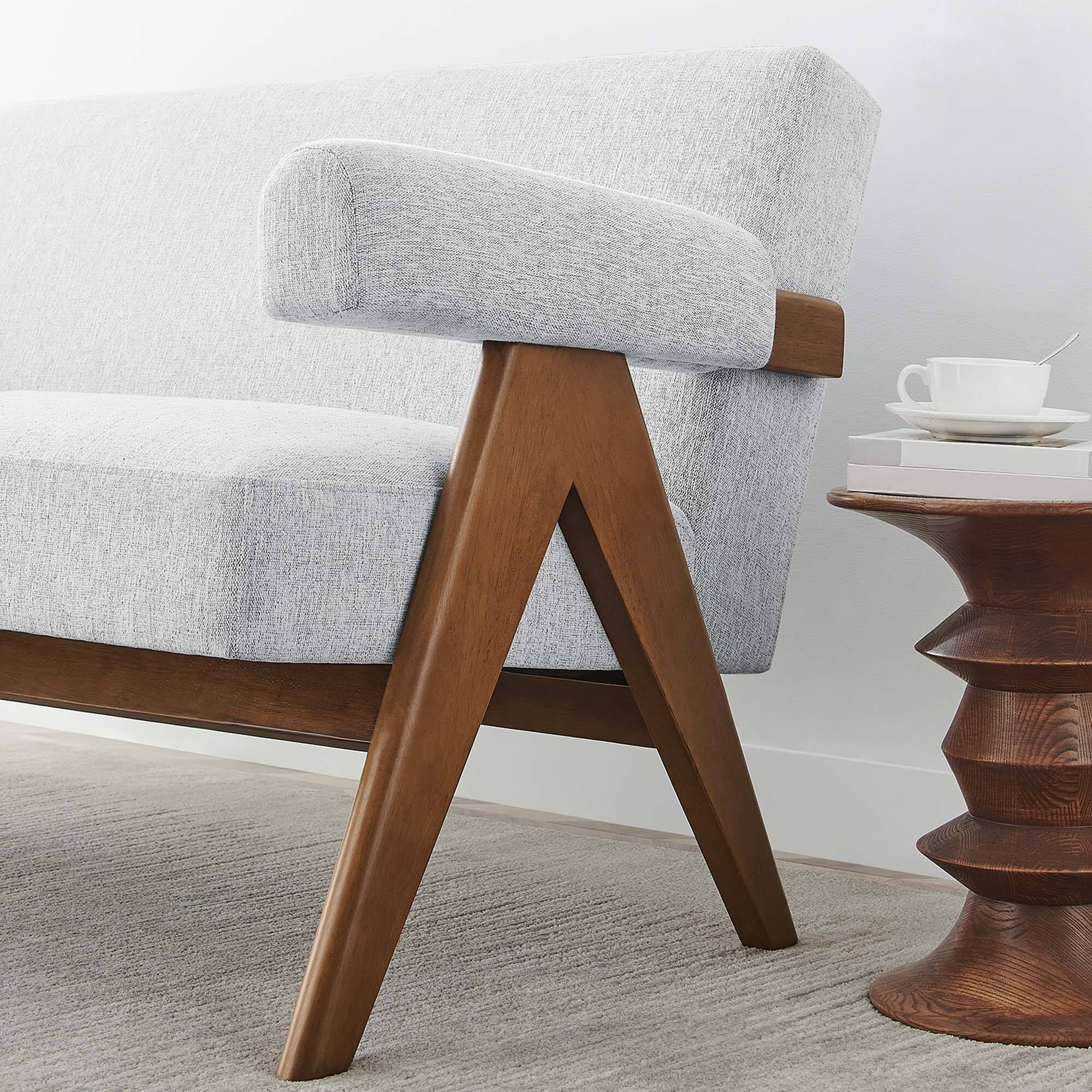 Alt View 1. Modway - Lyra Fabric Loveseat by Modway - Light Gray Fabric.