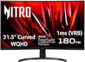 Acer - Nitro Gaming 31.5" Curved WQHD 180Hz 1ms FreeSync Premium Gaming Monitor (DisplayPort, HDMI x2) - Black
