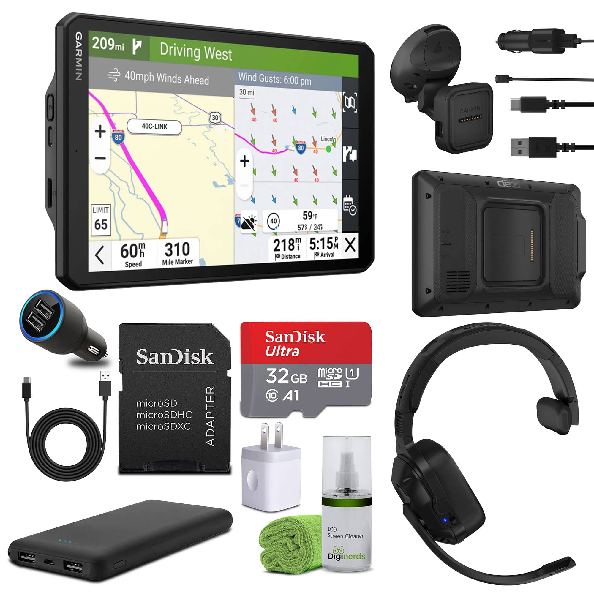 Garmin - dezl OTR820, Large, Easy-to-Read 8” GPS Truck Navigator Bundle - Black