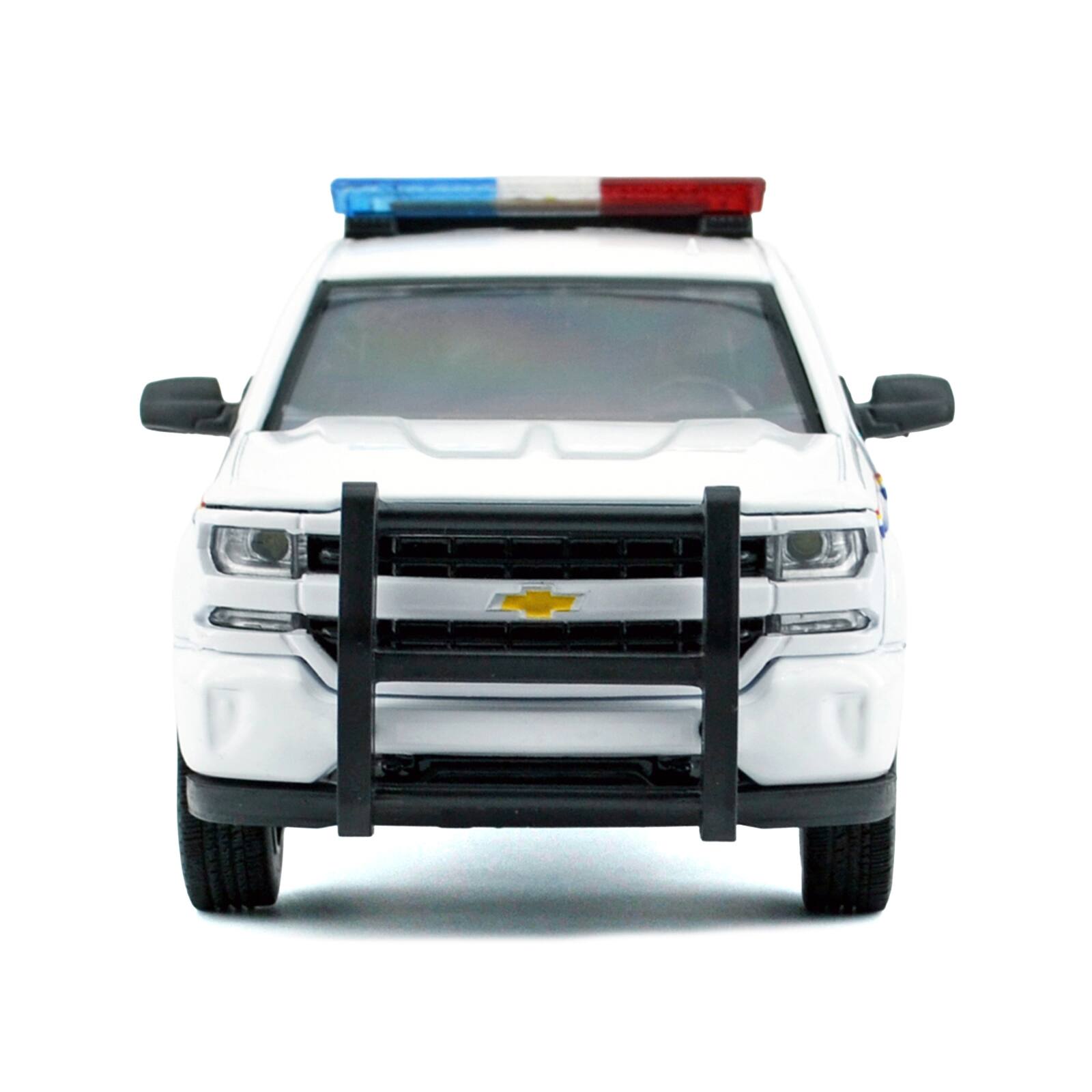 Alt View 3. Motormax - 2017 Chevrolet Silverado 1500 LT Z71 Crew Cab Pickup Truck White w/ Lights and Sounds 1/27 Diecast Model Car by Motormax.