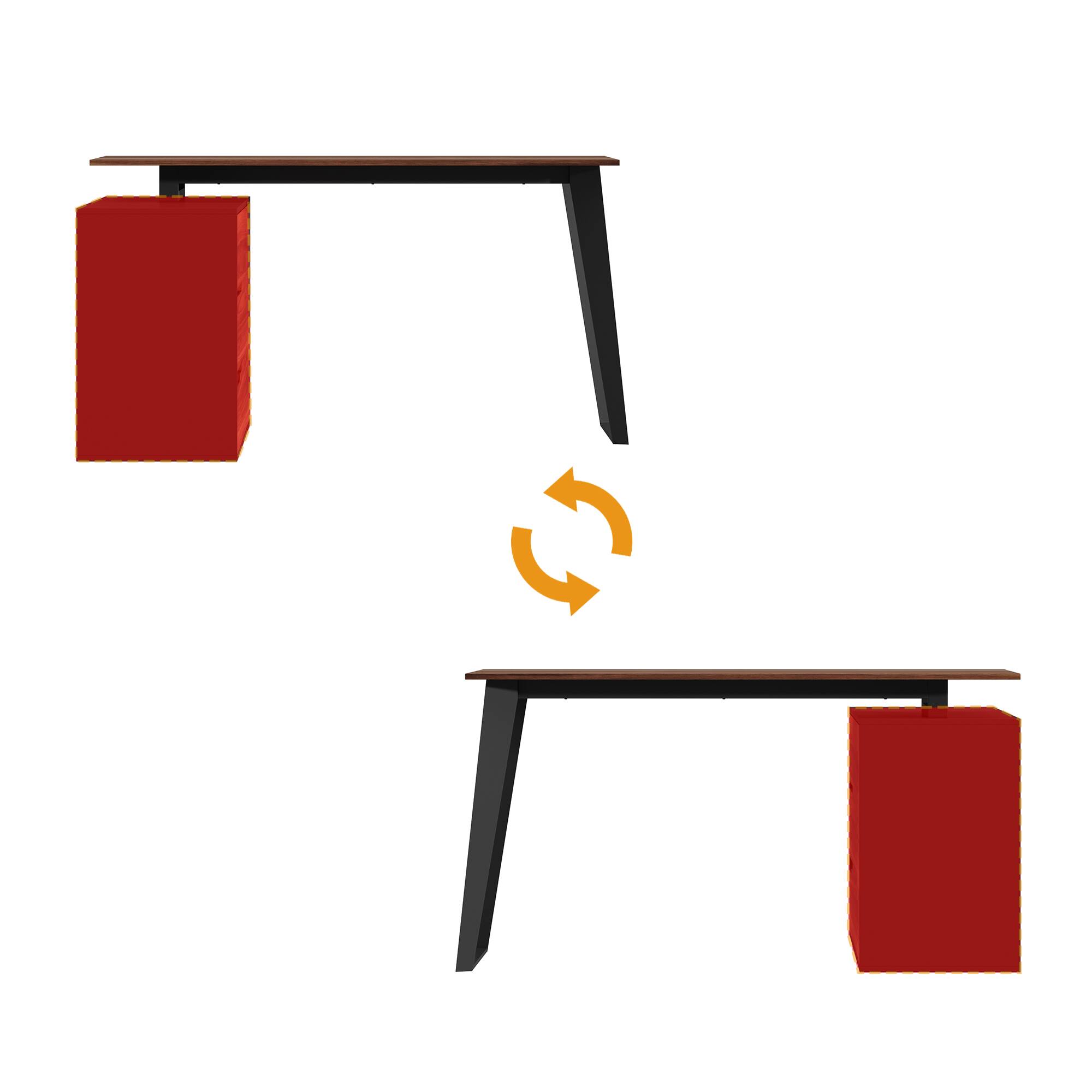 Alt View 4. FUFU & GAGA - FUFU&GAGA Industrial Reversible L - Shaped Desk – A Multifunctional Workstation for Home Offices & Gaming Setups - Brown & Black.