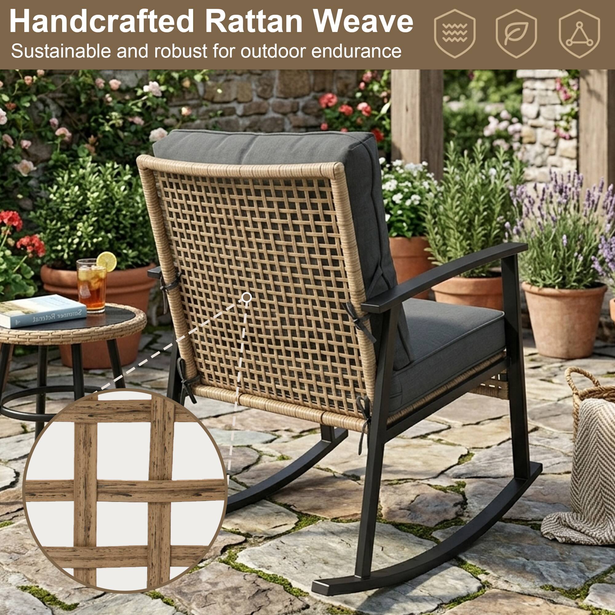 Handcrafted Rattan Weave  
Sustainable and robust for outdoor endurance