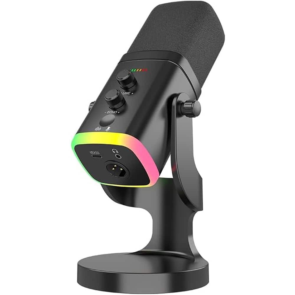 MOSZAR LLC - YU8 USB/XLR Dual-Mode Gaming Mic – Noise Reduction, RGB Light for PC, Console, Streaming - Black