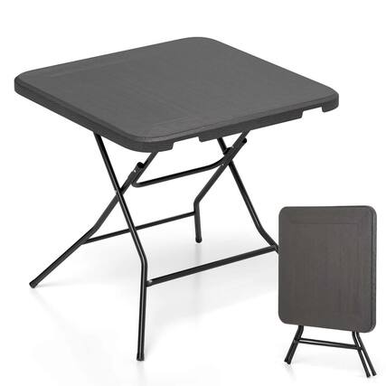 Front. Costway - Costway 31.5" Square Folding Table Indoor Outdoor Foldable Plastic Table - Black.