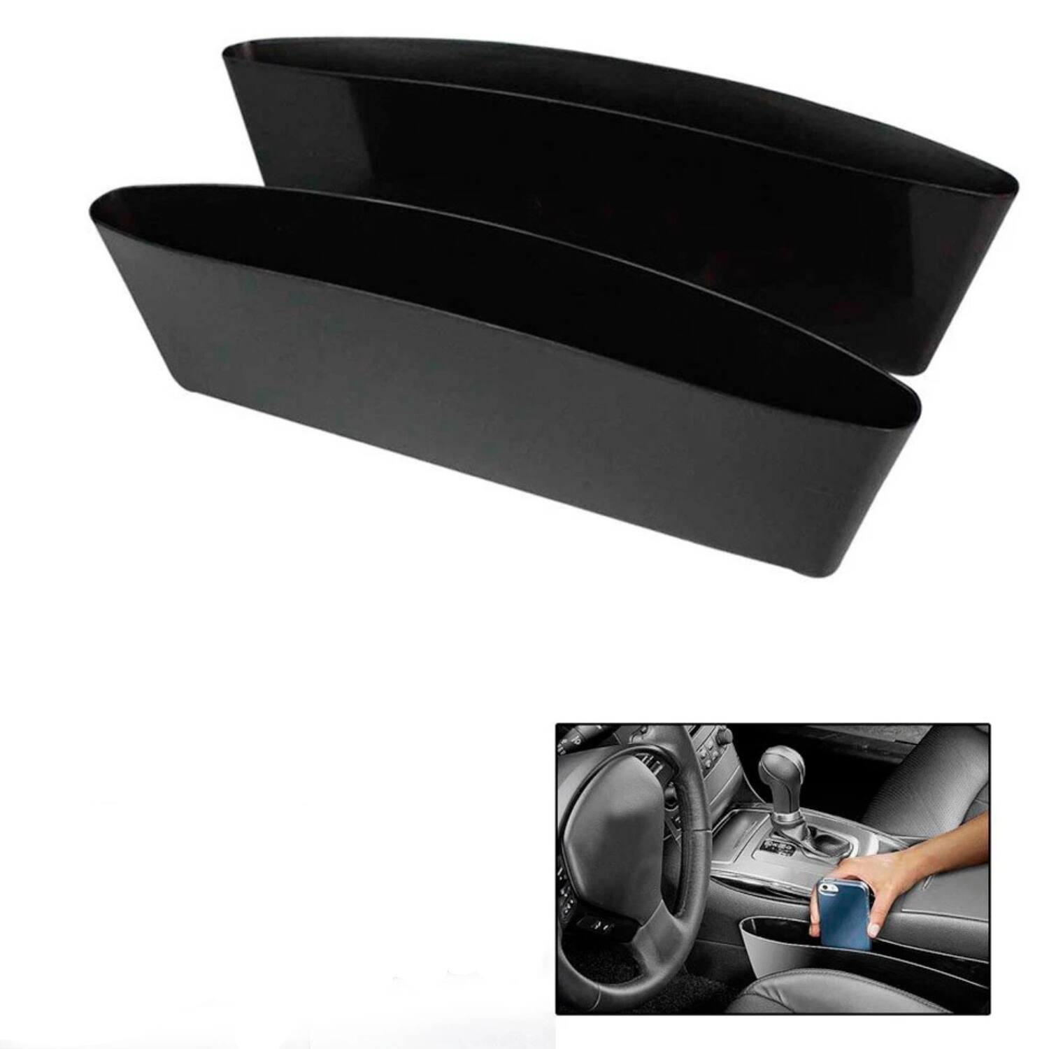 Angle. Home Collection - 2 Pack Car Seat Gap Filler Organizer Console Side Pocket Catcher Box Caddy Storage - Black.