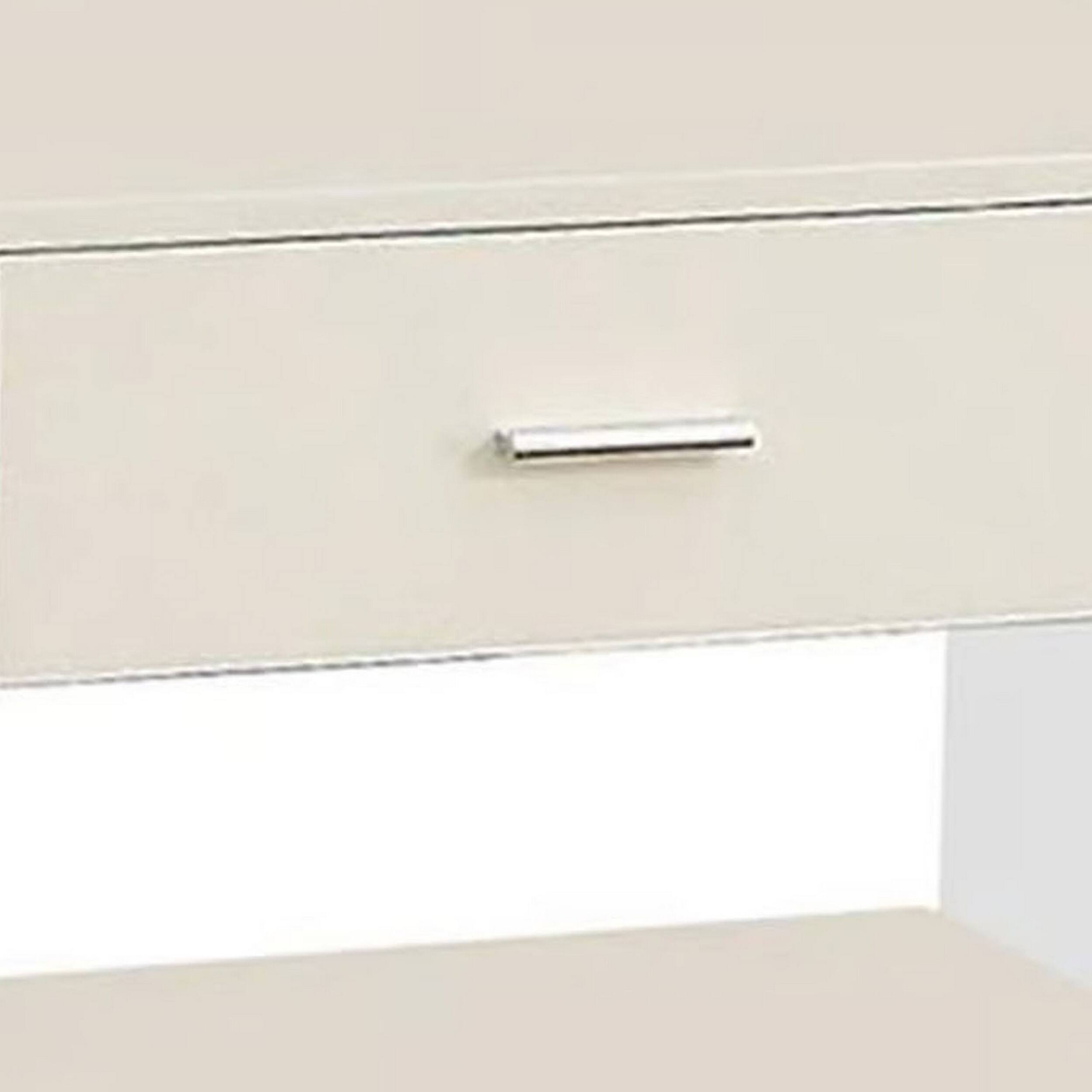 Alt View 2. Manhattan Lane - Stub 23 Inch Side End Table, Glossy White Wood, Glass Side Panels, 1 Drawer - White.