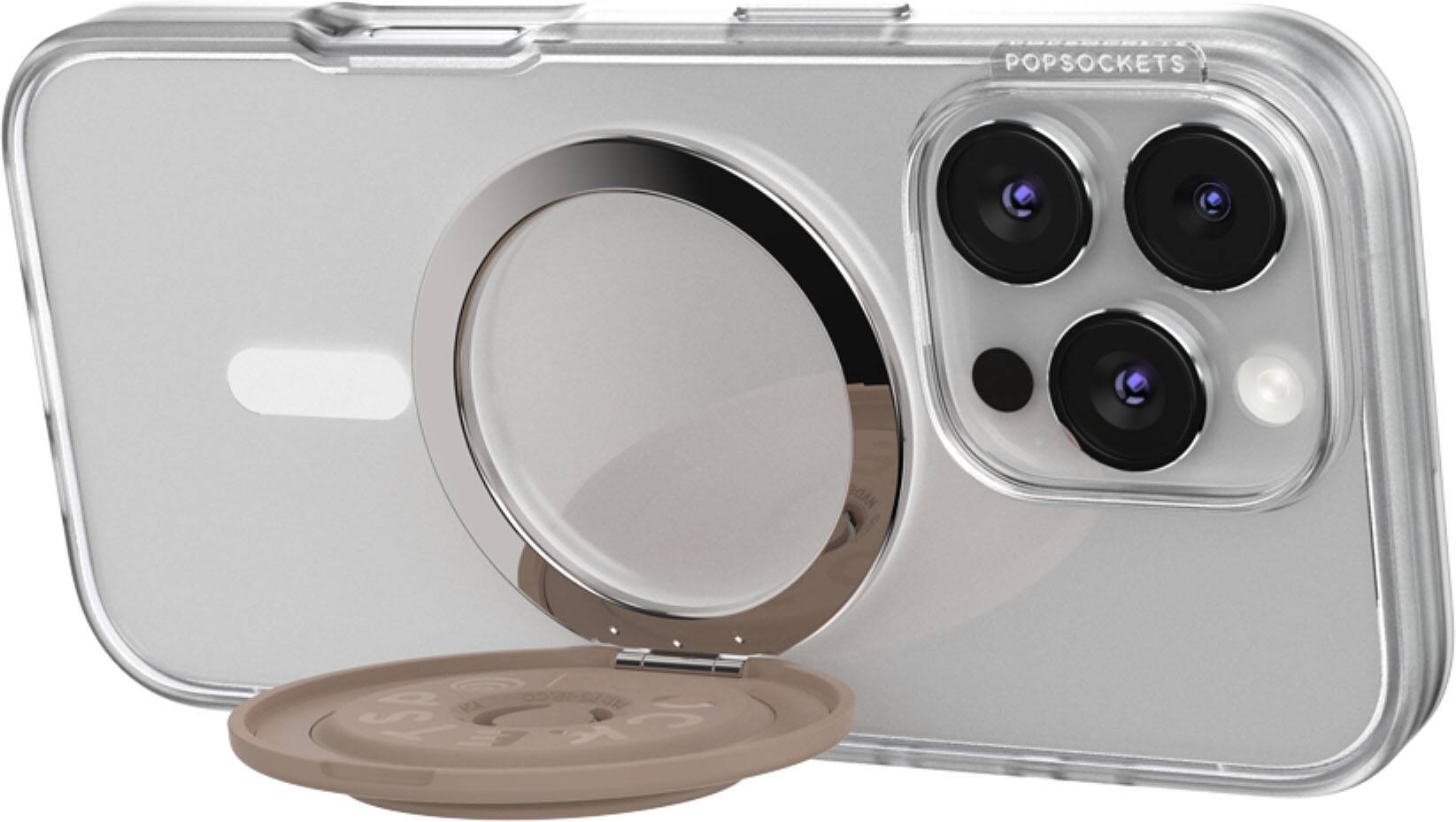 Alt View 4. PopSockets - MagSafe Kick-Out Universal Magnetic Grip & Stand with Adapter Ring for Cell Phones - Latte.