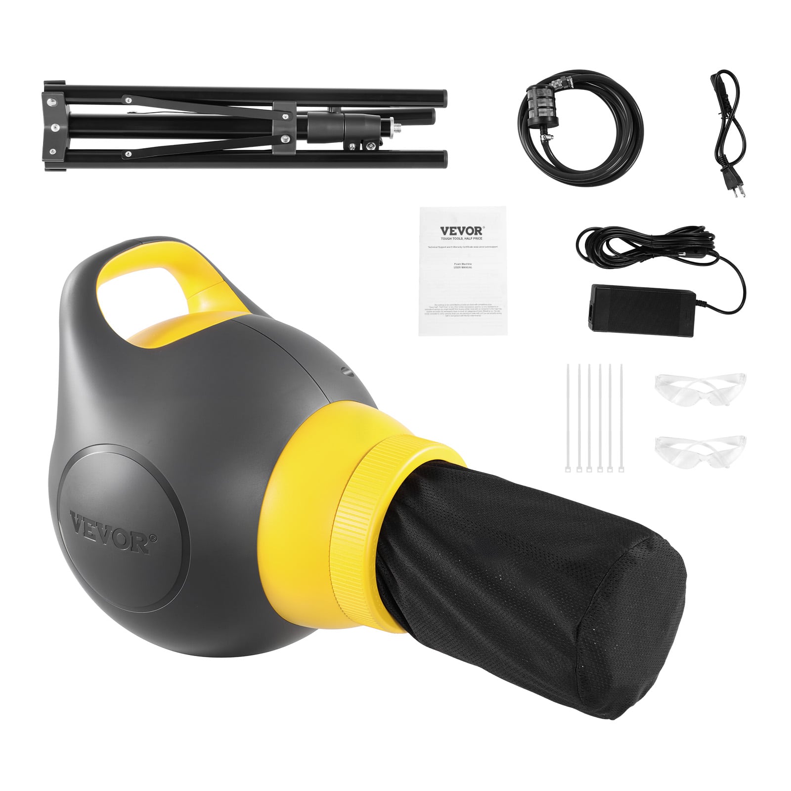 VEVOR - Foam Machine, 115 W Party Foam Cannon, Portable Foam Maker with a Tripod Stand, Powerful Foam Party Machine,for Backyard - Yellow;Black